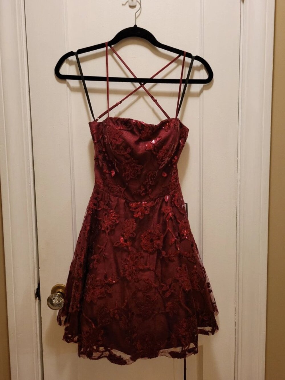 B. Darlin Macy's Dark Red Short Prom Dress